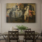 Canvas art print featuring an assortment of objects arranged on table in detailed still life composition, showcased as a statement wall artwork