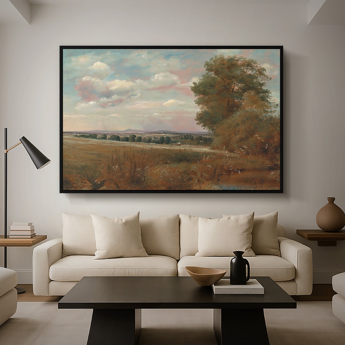 Landscape at Hampstead, with Harrow in the Distance, c. 1849-1855 - Floater Framed Canvas Print