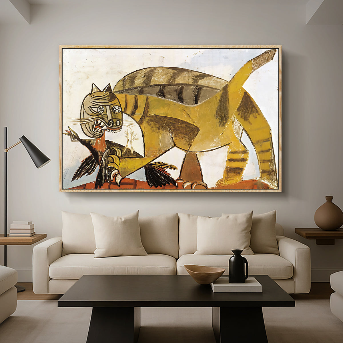 Cat Eating a Bird, 1939 - Floater Framed Canvas Print