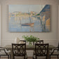 Canvas art print featuring boats docked along river with masts, showcased as a statement wall artwork