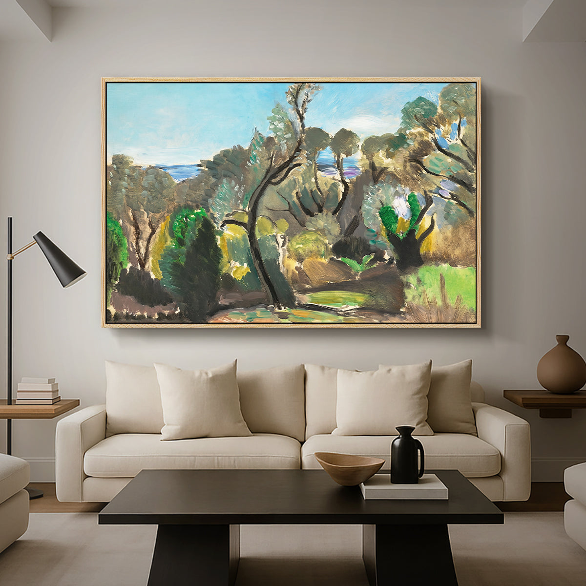 Landscape near Nice, c. 1918 - Floater Framed Canvas Print