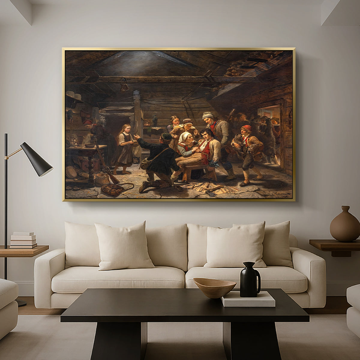 The Return of the Bear Hunter, 1856 - Floater Framed Canvas Print