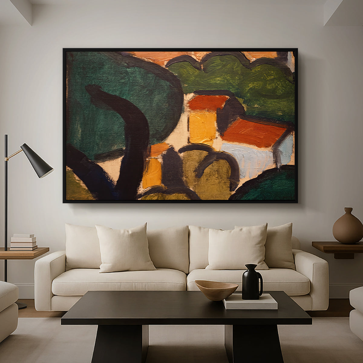 Landscape with Trees and Houses, c. 1905 - Floater Framed Canvas Print
