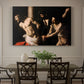 Canvas art print featuring Christ bound to column while being whipped by surrounding figures, showcased as a statement wall artwork