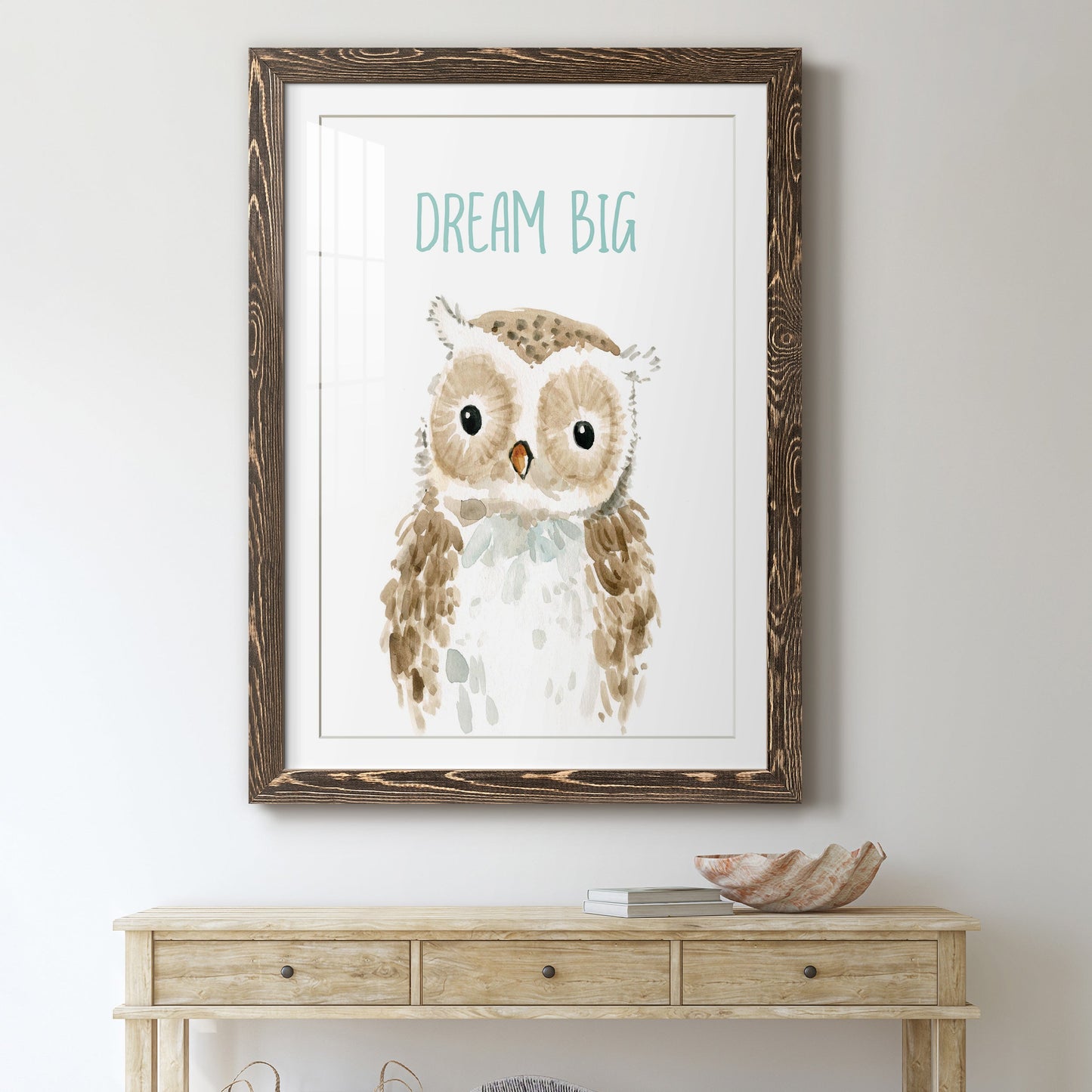 Dream Big Owl - Premium Framed Print - Distressed Barnwood Frame - Ready to Hang