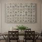 Canvas art print featuring a repeating floral pattern with symmetrical layout across elongated textile surface, showcased as a statement wall artwork