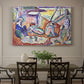 Canvas art print featuring figures lounging outdoors in a vibrant coastal setting with water views, showcased as a statement wall artwork