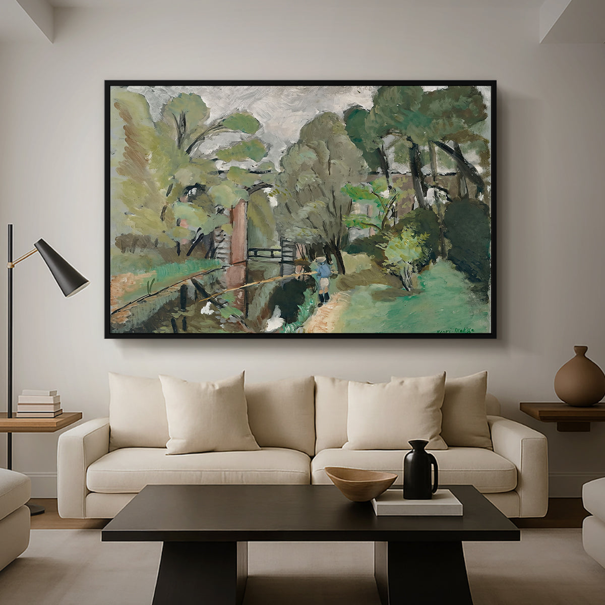 The Little Fisherman, Maintenon, 1918 - Floater Framed Canvas Print