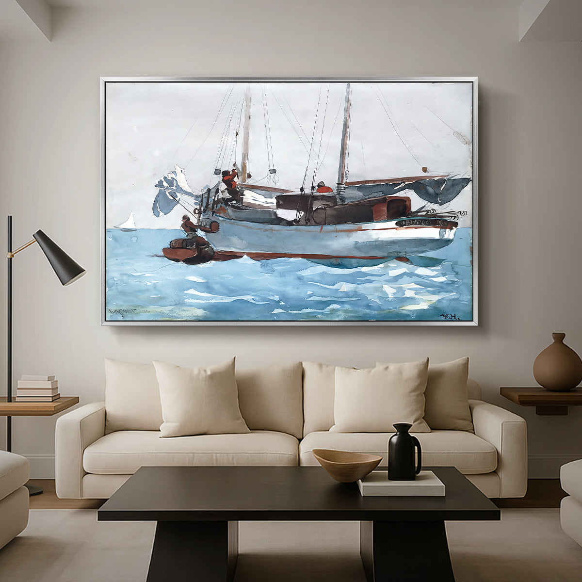 Taking on Wet Provisions, 1903 - Floater Framed Canvas Print