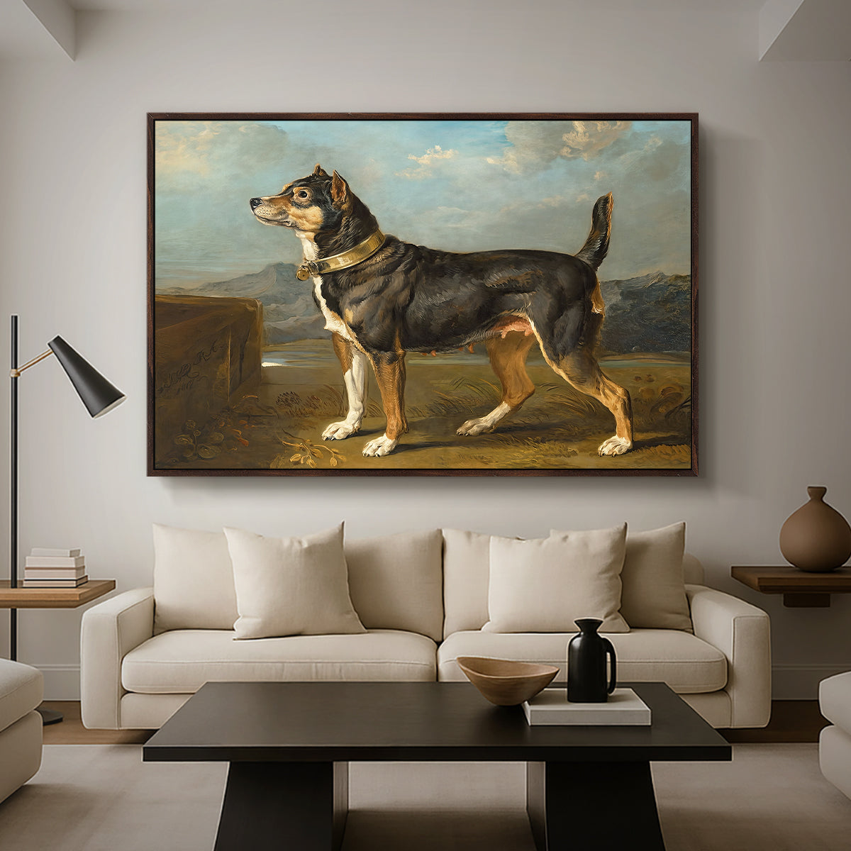 A Terrier in a Landscape, c. 1811 - Floater Framed Canvas Print