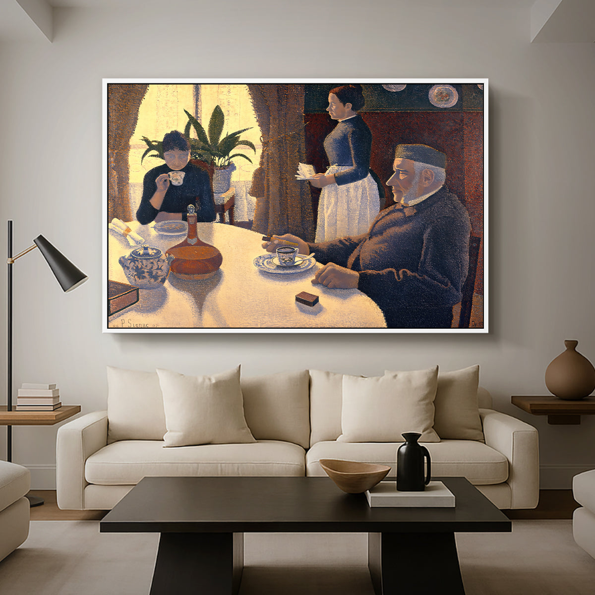 The Dining Room (Breakfast), 1886-1887 - Floater Framed Canvas Print