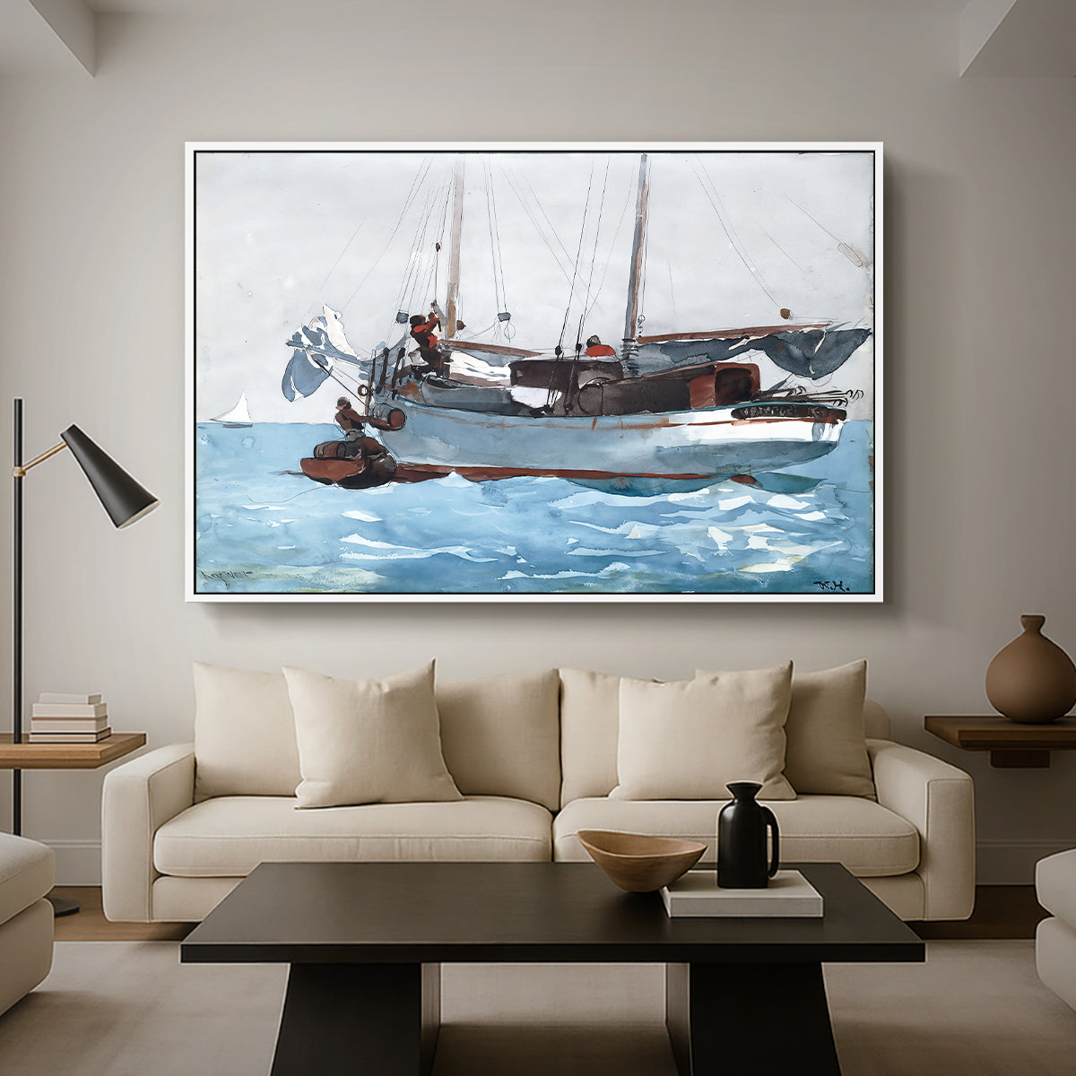 Taking on Wet Provisions, 1903 - Floater Framed Canvas Print