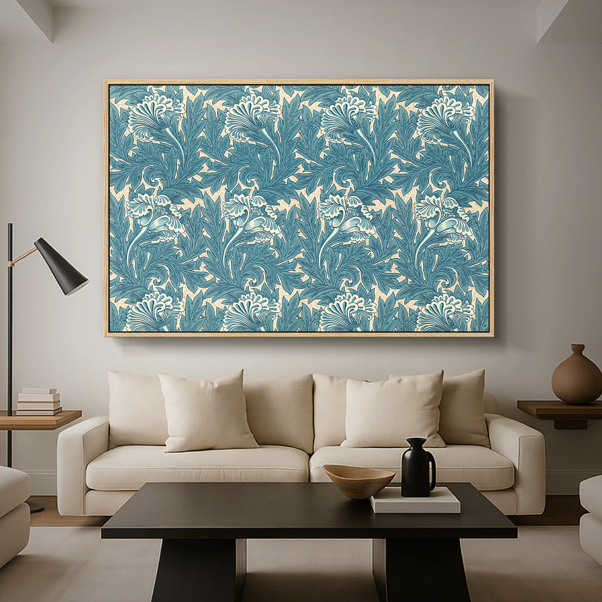 Tulip (Teal), 1875 - Floater Framed Canvas Print
