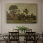 Canvas art print featuring a farmhouse with animals and open rural surroundings under soft sky, showcased as a statement wall artwork