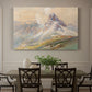 Canvas art print featuring dramatic Dolomite mountain peaks rising above rugged terrain, showcased as a statement wall artwork
