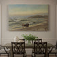 Canvas art print featuring a stormy coastal scene with waves crashing under dark dramatic sky, showcased as a statement wall artwork
