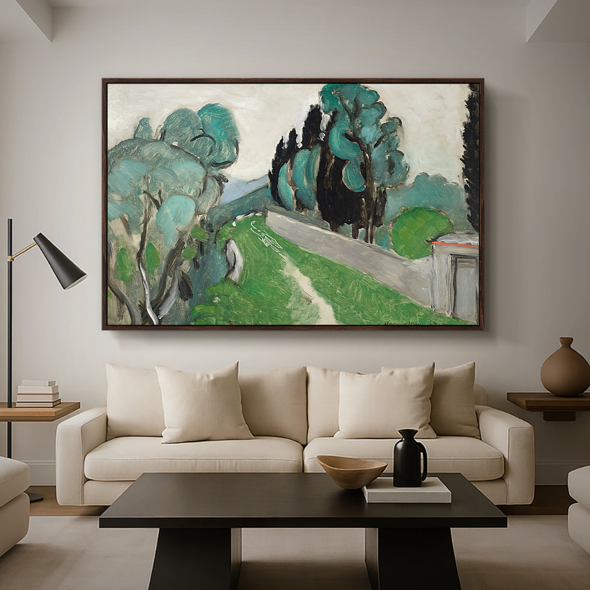 Landscape with Cypresses and Olive Trees near Nice, c. 1918 - Floater Framed Canvas Print