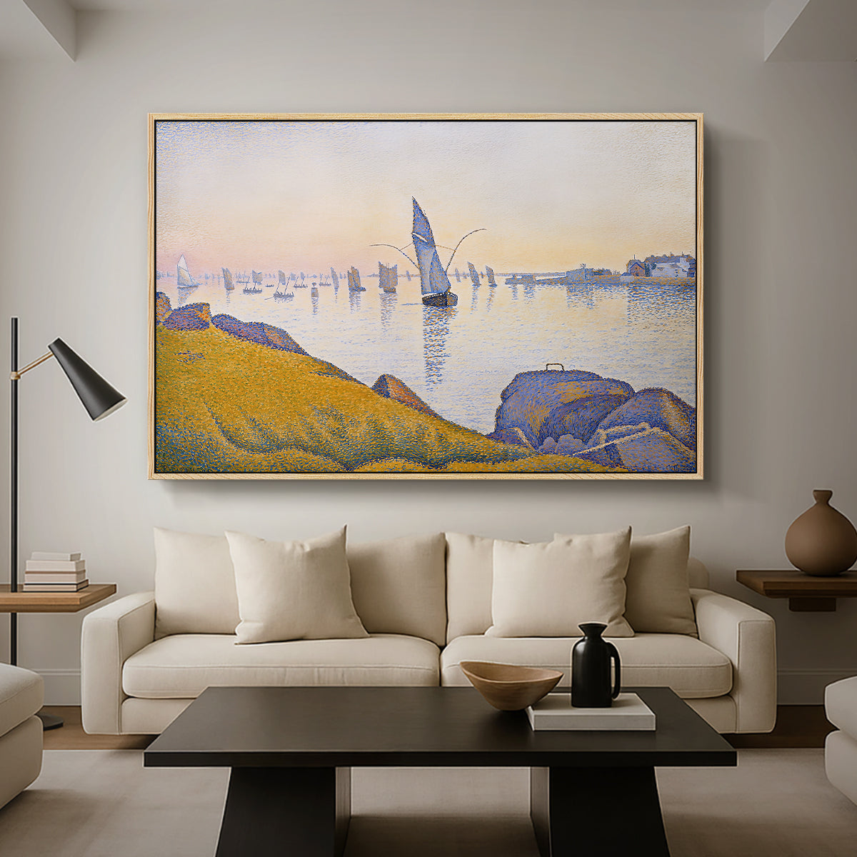 Evening Calm, Concarneau, Opus 220, 1891 - Floater Framed Canvas Print