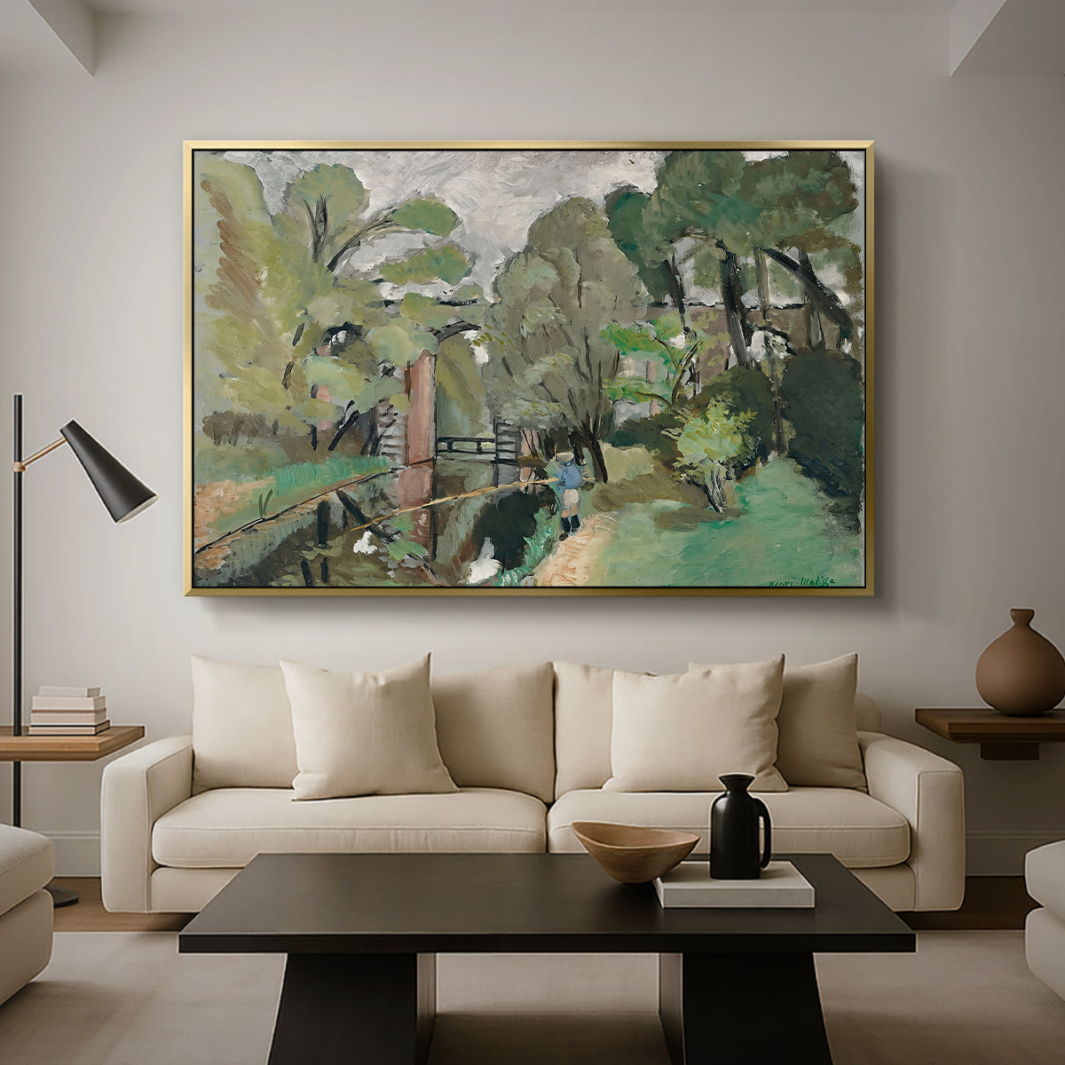 The Little Fisherman, Maintenon, 1918 - Floater Framed Canvas Print