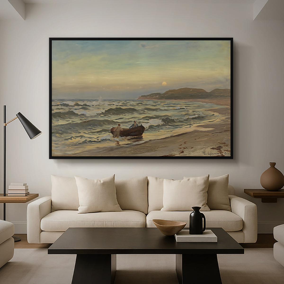 Storm at Rügen, 1882 - Floater Framed Canvas Print