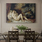 Canvas art print featuring a reclining nude woman on bed in mythological interior scene, showcased as a statement wall artwork