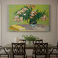 Canvas art print featuring a still life with vase of oleanders placed beside stacked books, showcased as a statement wall artwork