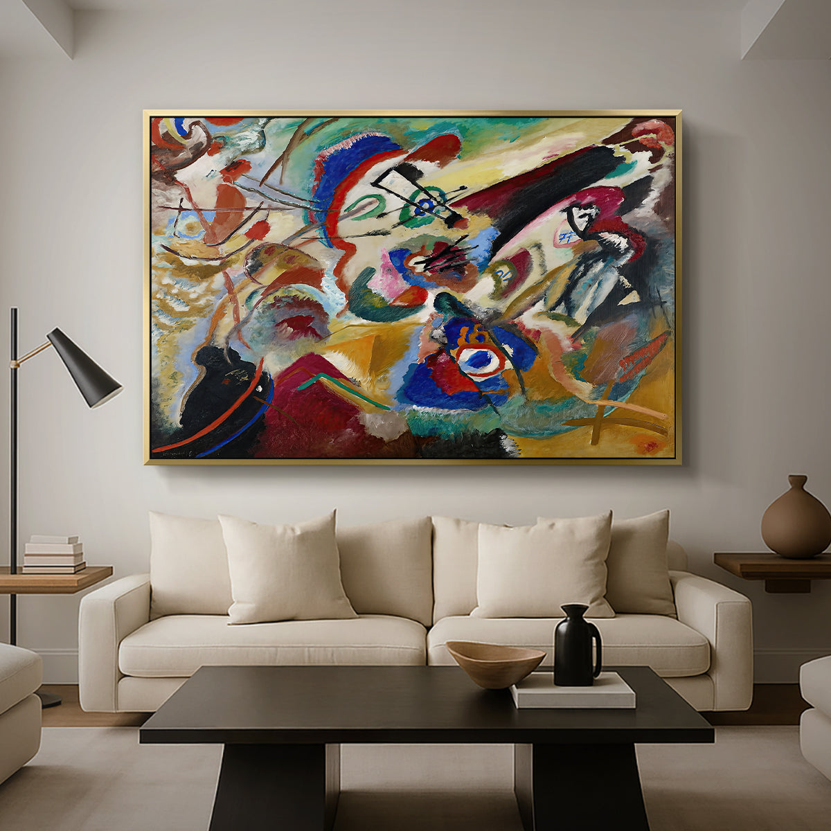 Fragment 2 for Composition VII, 1913 - Floater Framed Canvas Print
