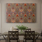 Canvas art print featuring a repeating pattern of stylized flowers with warm red tones and curved stems, showcased as a statement wall artwork
