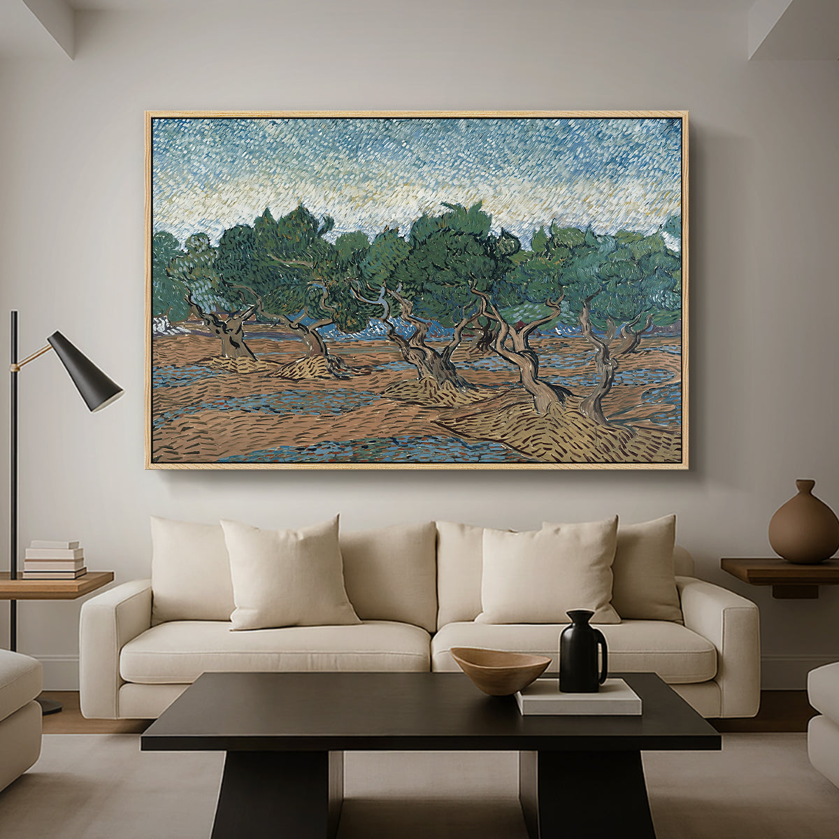 Olive Trees, 1889 - Floater Framed Canvas Print