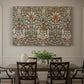 Canvas art print featuring a repeating floral pattern with dark background and warm-toned plant forms, showcased as a statement wall artwork