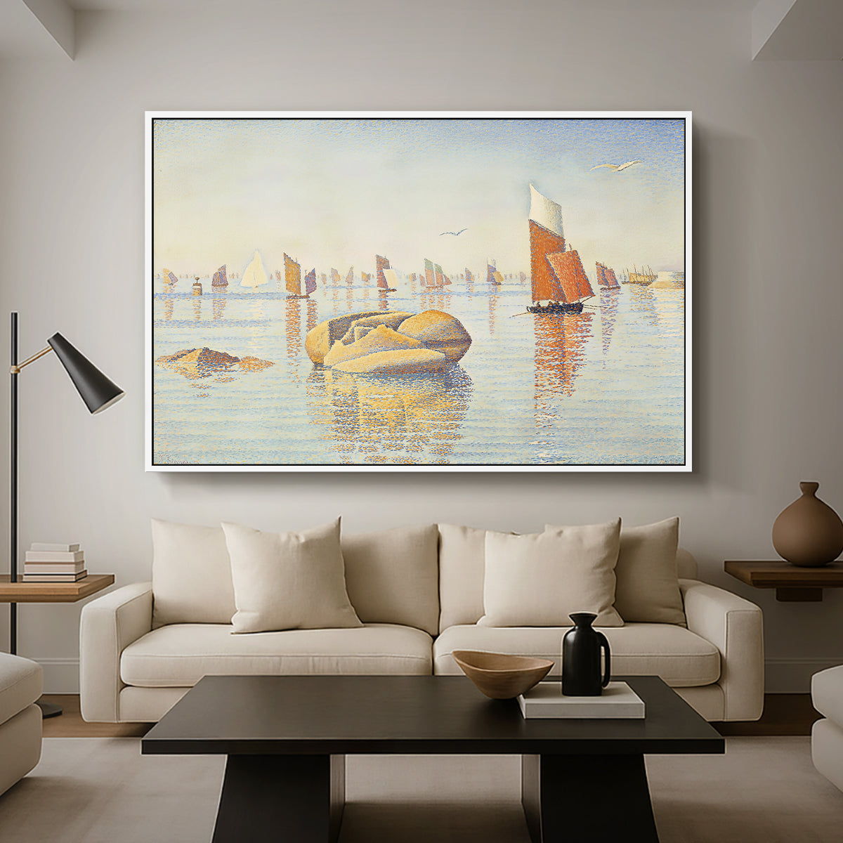 Concarneau, Quiet Morning, Opus 219, 1891 - Floater Framed Canvas Print