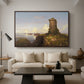 Italian Coast Scene with Ruined Tower, 1838 - Floater Framed Canvas Print