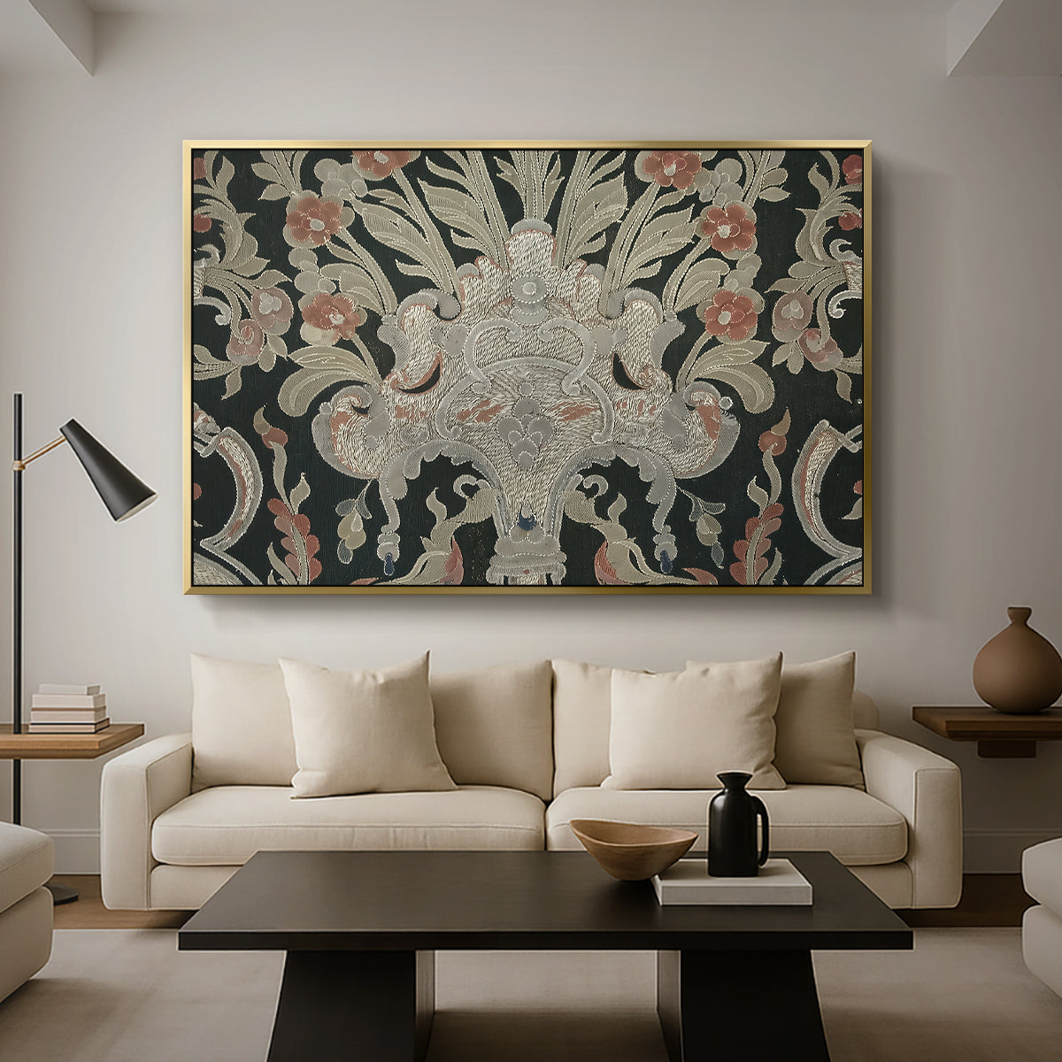 Hanging (Printed Textile), c. 18th Century - Floater Framed Canvas Print