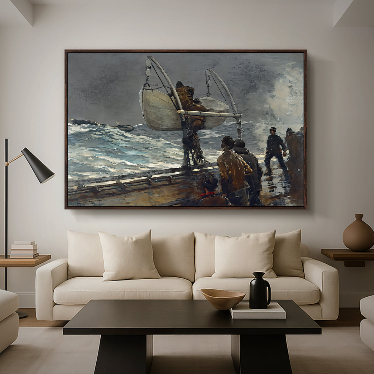 The Signal of Distress, c. 1896 - Floater Framed Canvas Print