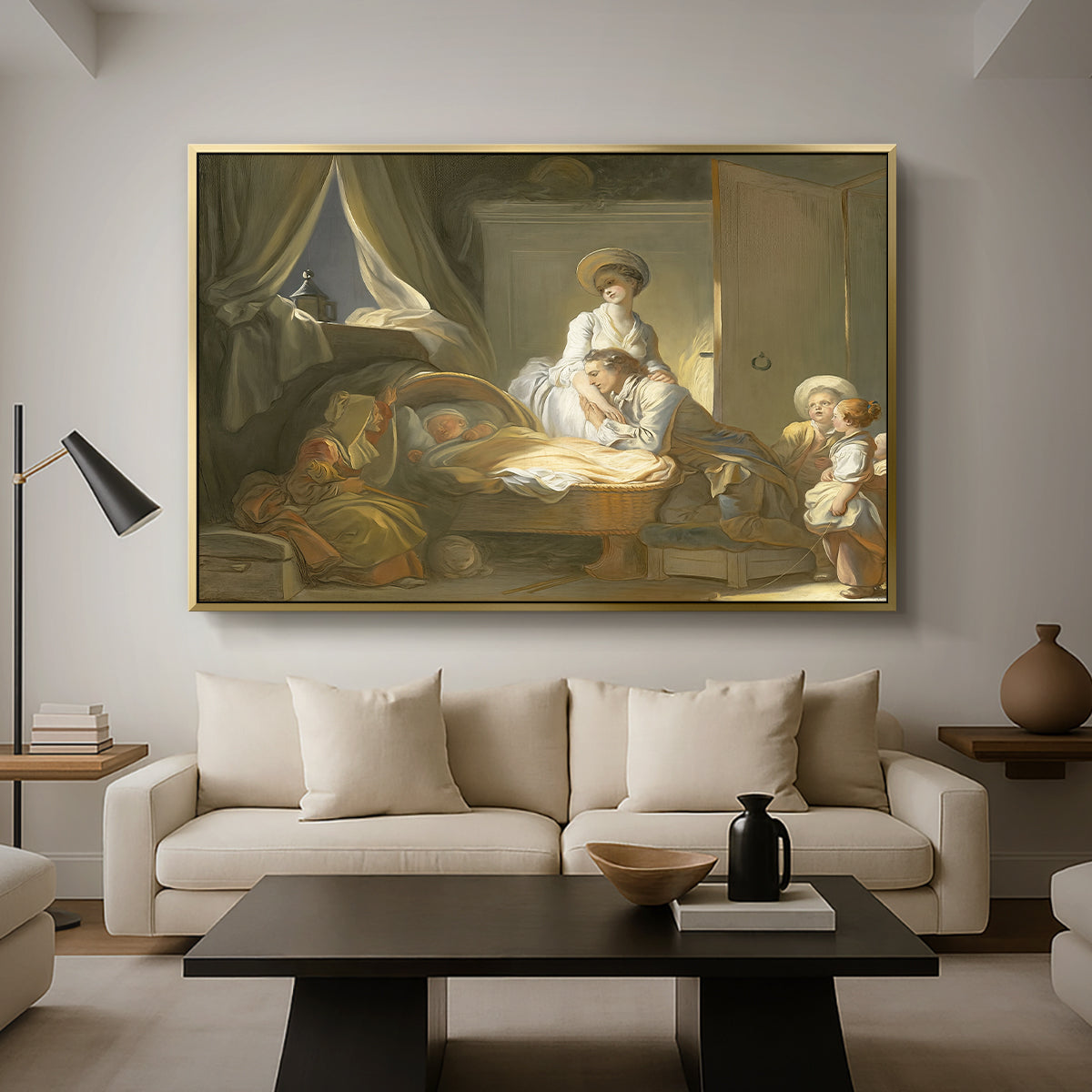 The Visit to the Nursery, c. 1775 - Floater Framed Canvas Print