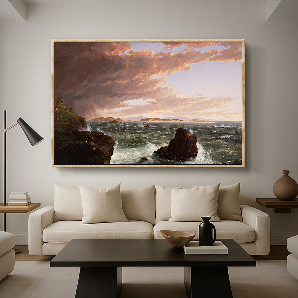Views Across Frenchman's Bay from Mt. Desert Island, After a Squall, 1845 - Floater Framed Canvas Print