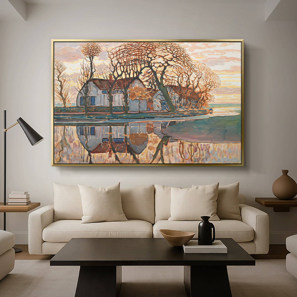 Farm near Duivendrecht, c. 1916 - Floater Framed Canvas Print