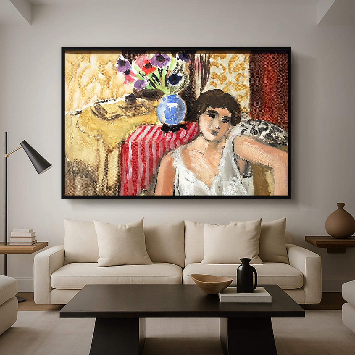 Woman Seated in an Armchair, c. 1920 - Floater Framed Canvas Print