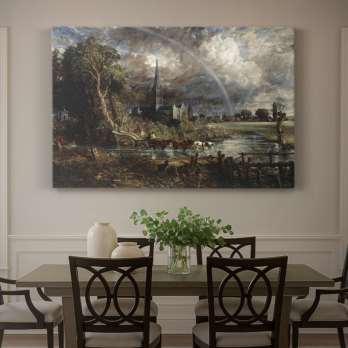 Canvas art print featuring a close view of cathedral and landscape elements, showcased as a statement wall artwork