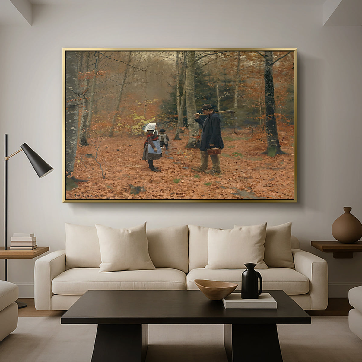 The Woodman and his Children, 1886 - Floater Framed Canvas Print