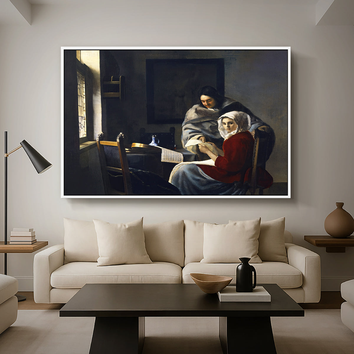 Girl Interrupted at Her Music, c. 1658-1659 - Floater Framed Canvas Print
