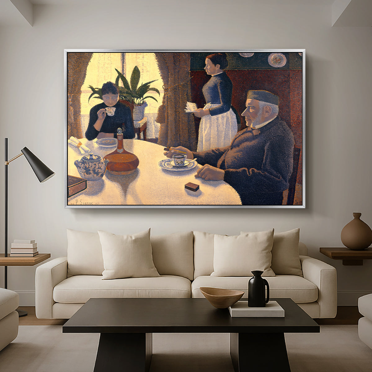The Dining Room (Breakfast), 1886-1887 - Floater Framed Canvas Print