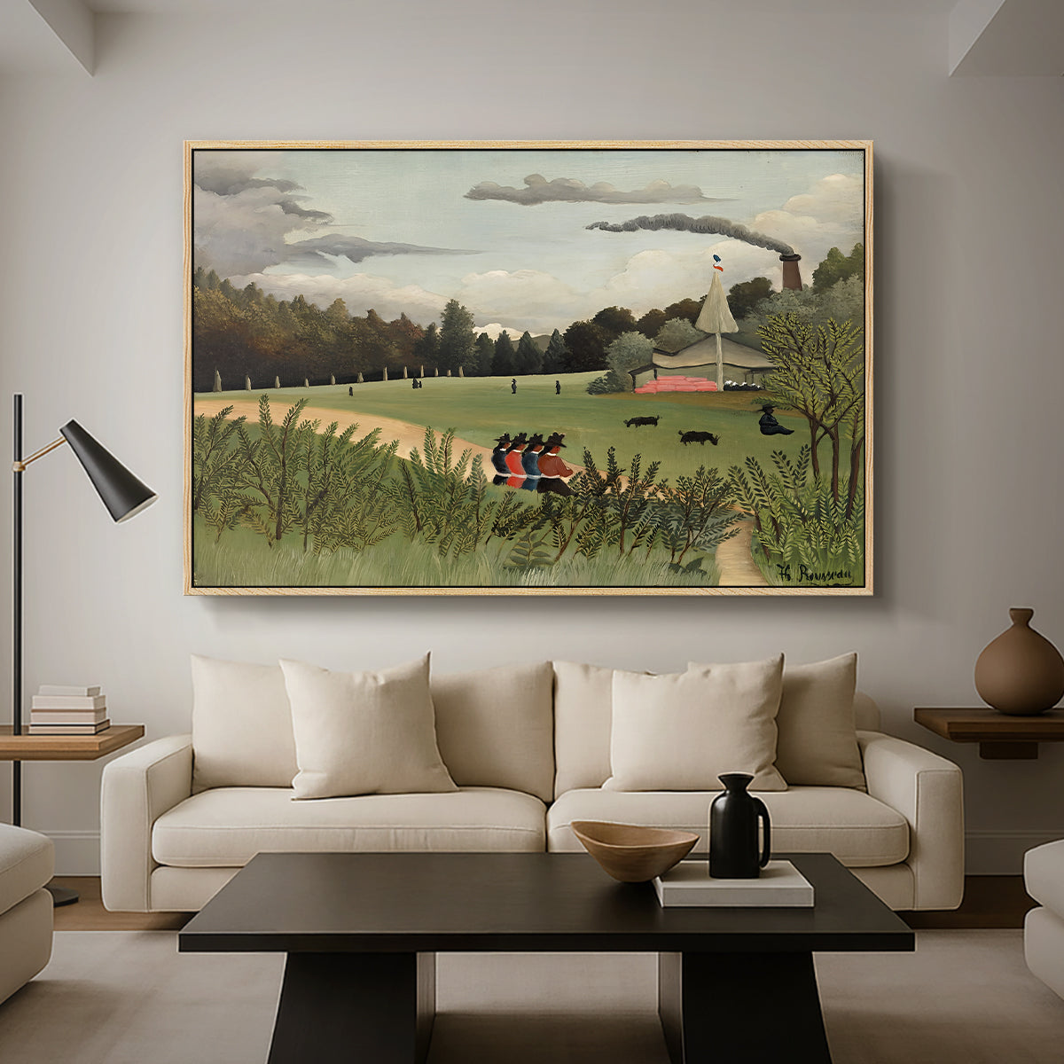 The Chair Factory at Alfortville, 1897 - Floater Framed Canvas Print