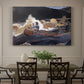 Canvas art print featuring a boat navigating fast-moving river rapids with figures aboard, showcased as a statement wall artwork