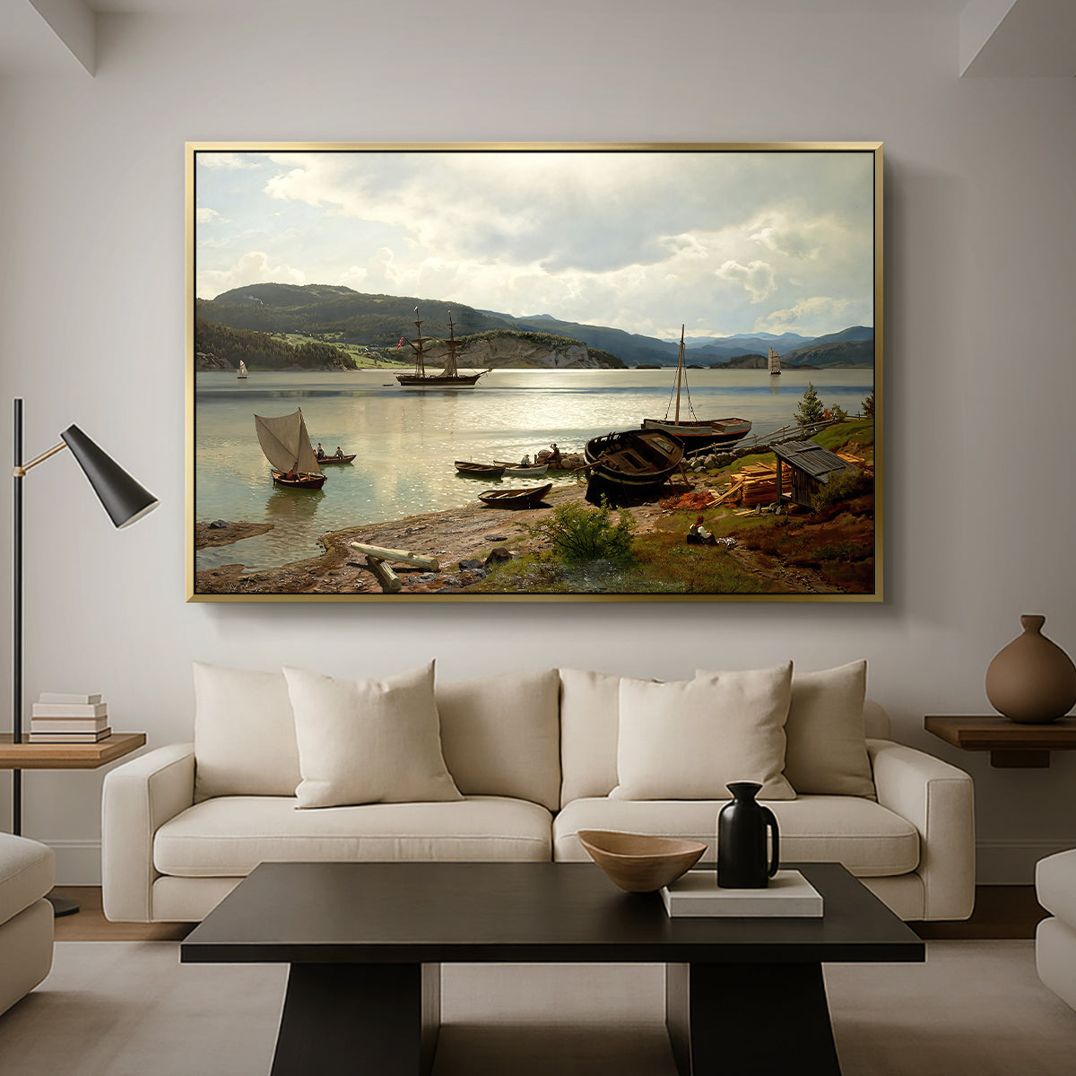 By the Water, 1876 - Floater Framed Canvas Print