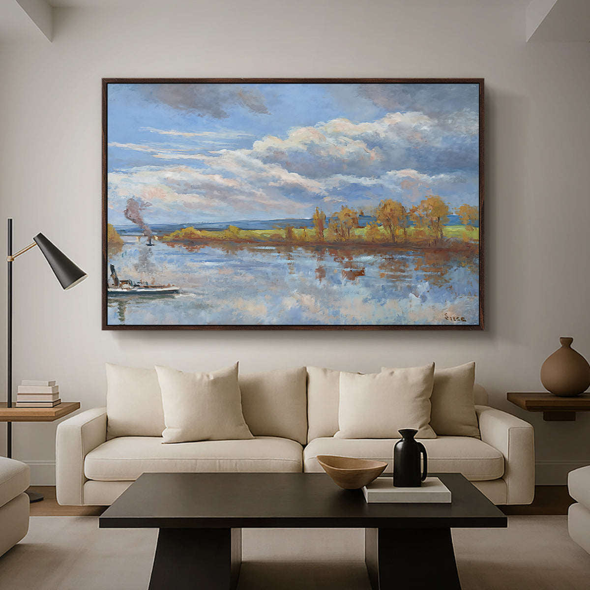 The Banks of the River Seine, 1893 - Floater Framed Canvas Print