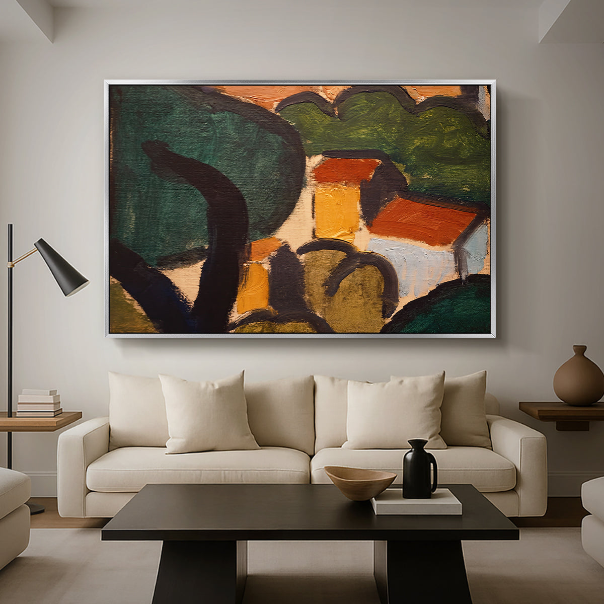 Landscape with Trees and Houses, c. 1905 - Floater Framed Canvas Print