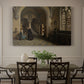 Canvas art print featuring a large church interior with arches, columns, and figures beneath vaulted ceiling, showcased as a statement wall artwork