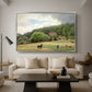 Farm with Grazing Cows (Bondegård med beitende kuer), 1892 - Floater Framed Canvas Print