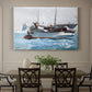Canvas art print featuring workers transferring supplies between boat and larger vessel on water, showcased as a statement wall artwork